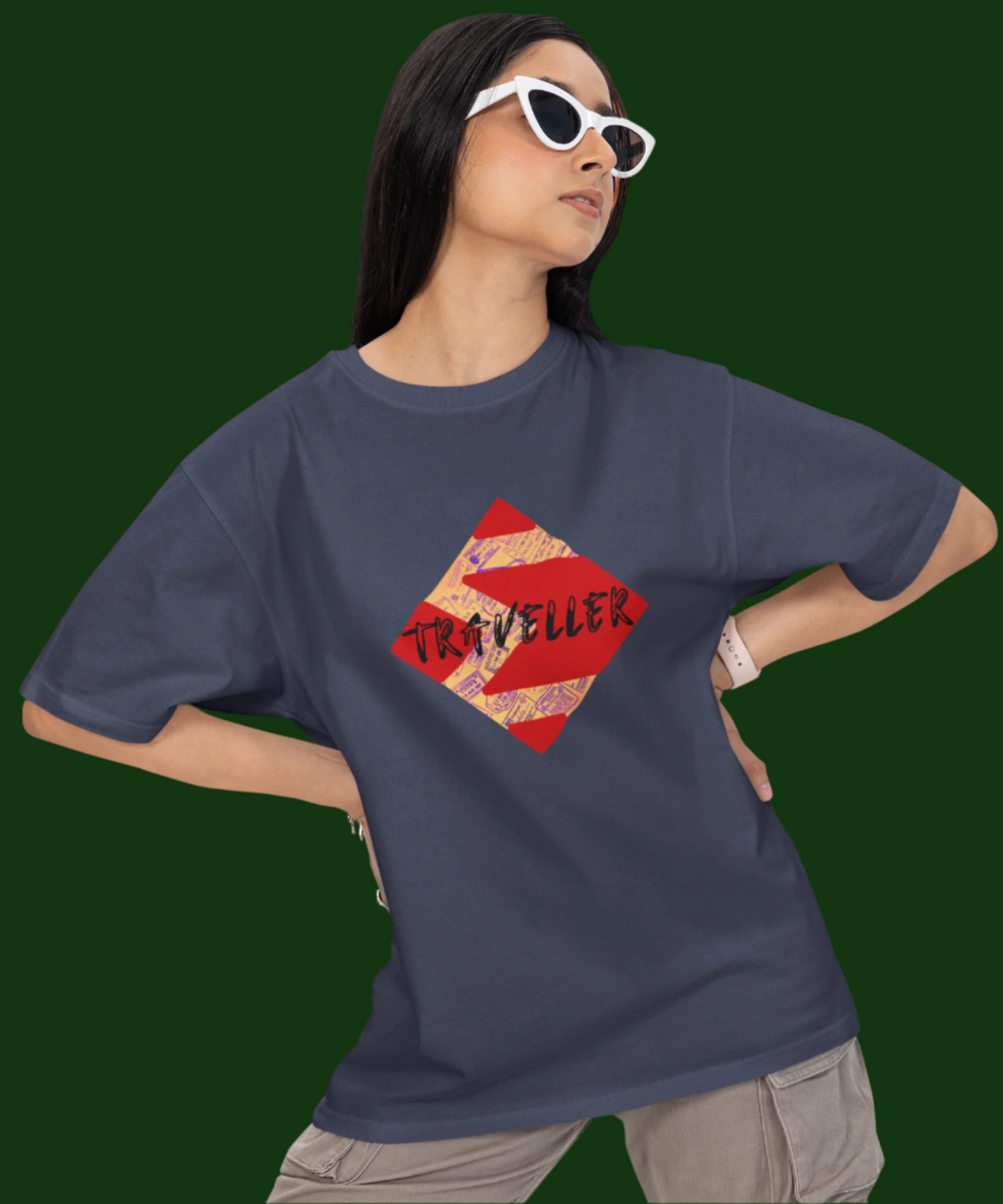 Traveller : Unisex Oversized T-Shirt Navy