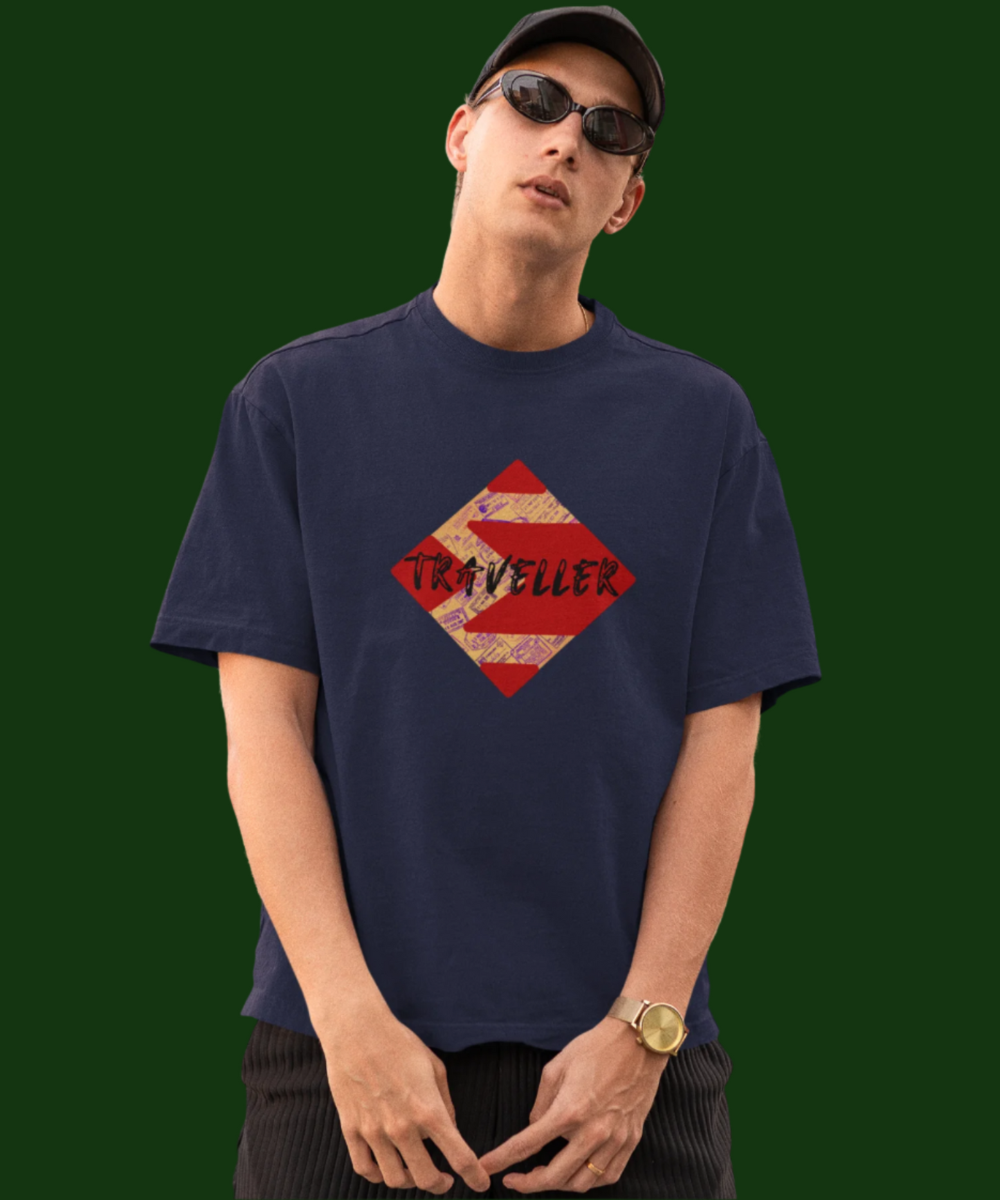 Traveller : Unisex Oversized T-Shirt Navy