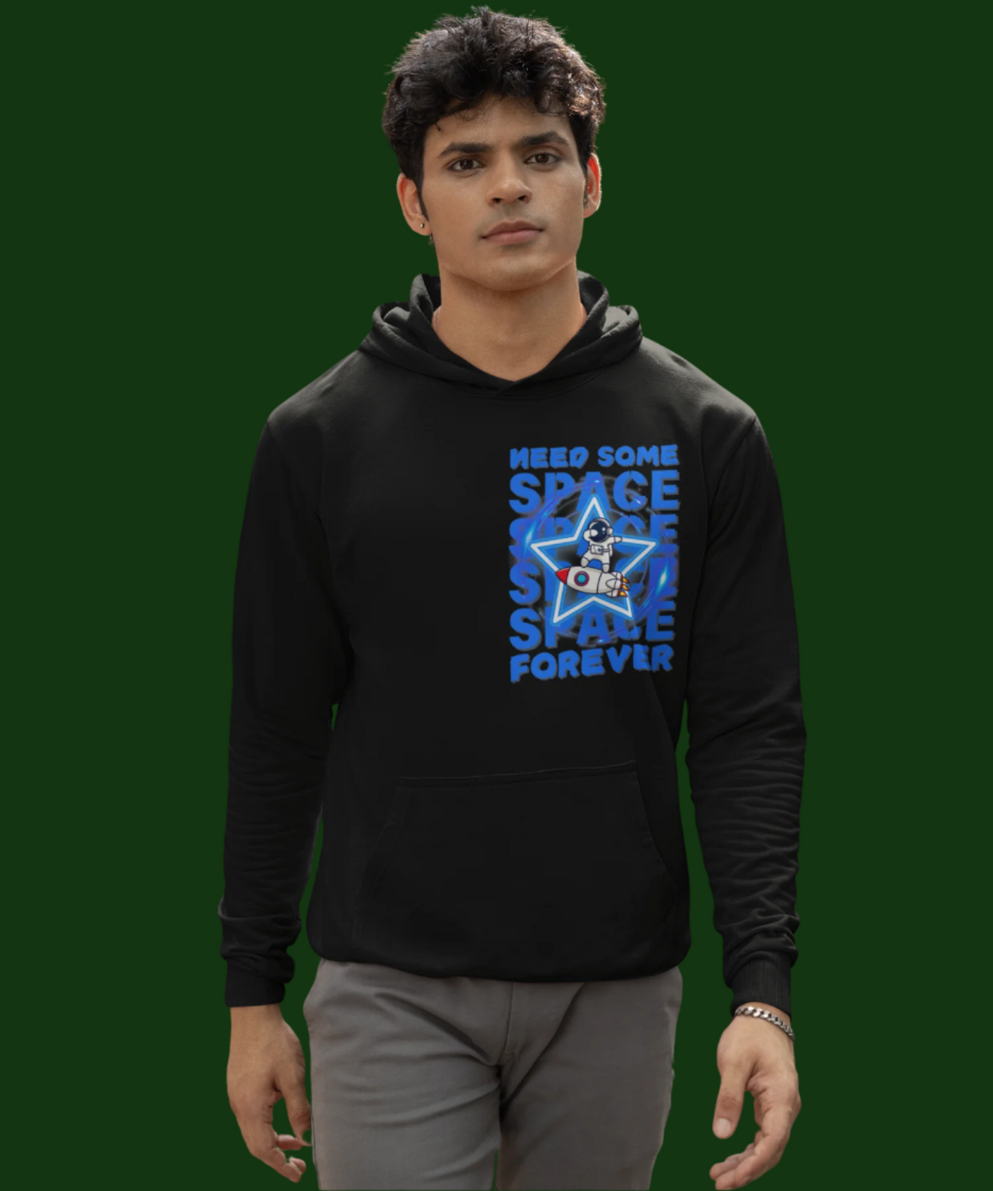 Need Space : Hooded Sweatshirt Black