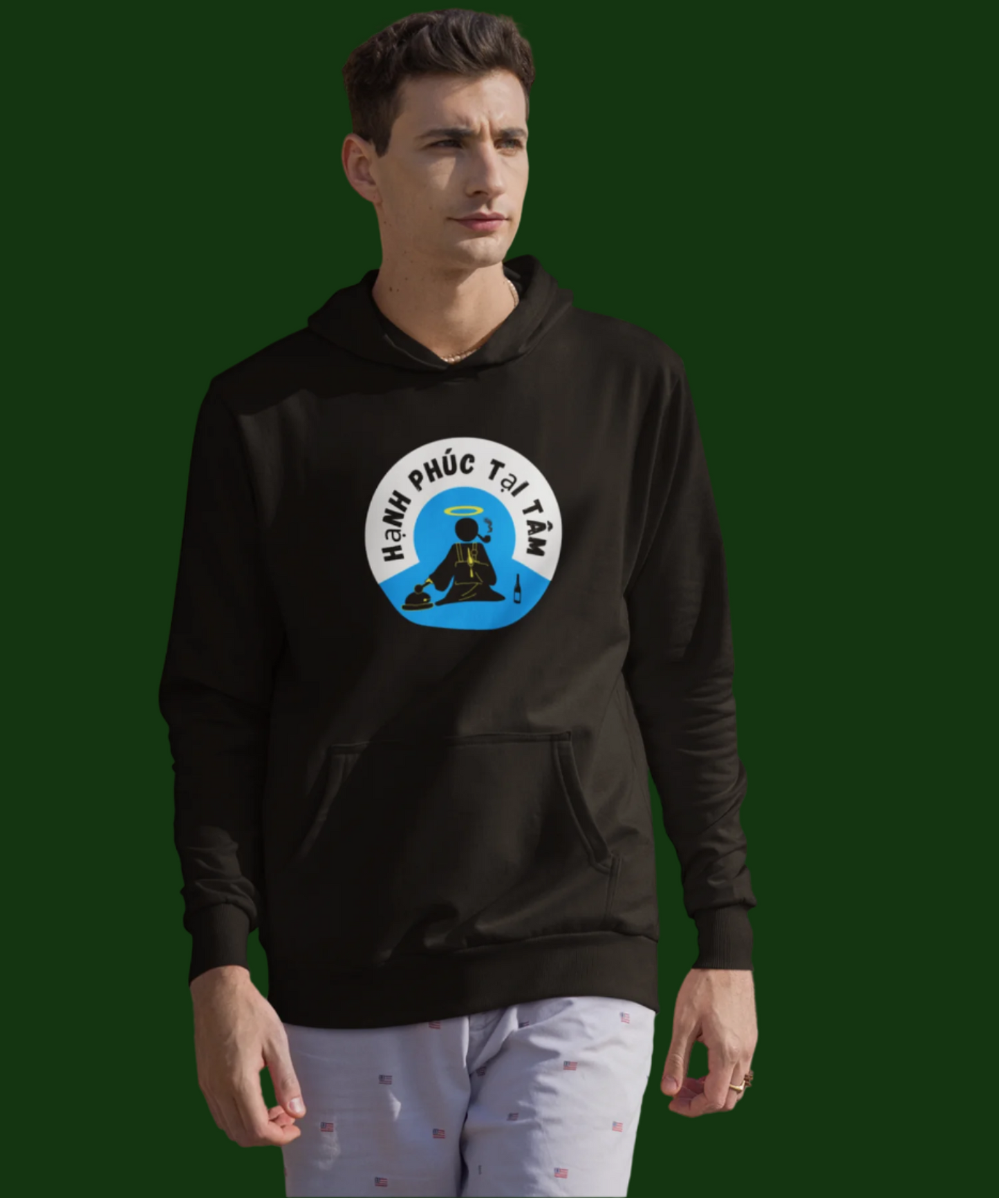 Hạnh phúc tại tâm : Hooded Sweatshirt Black