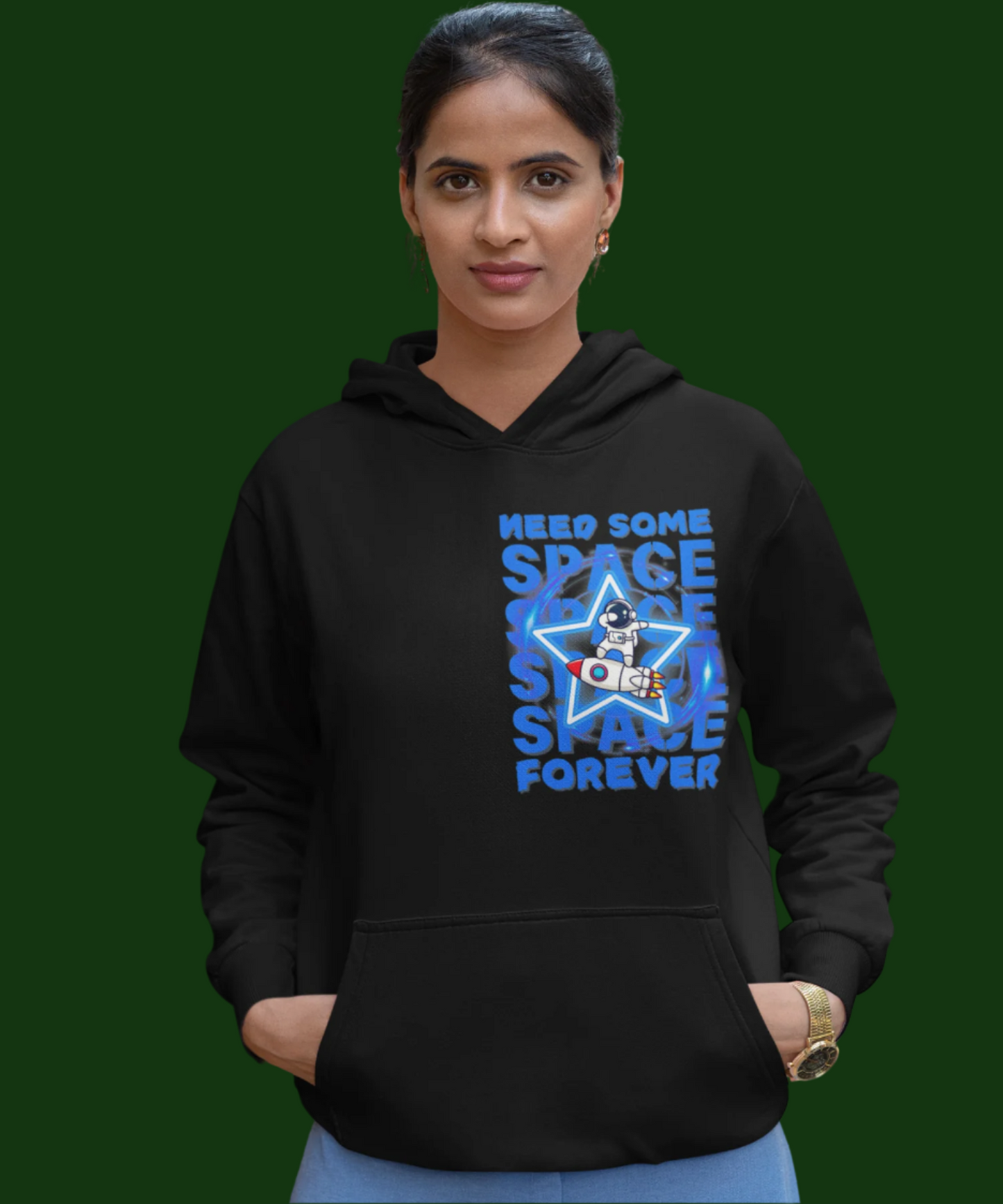 Need Space : Hooded Sweatshirt Black