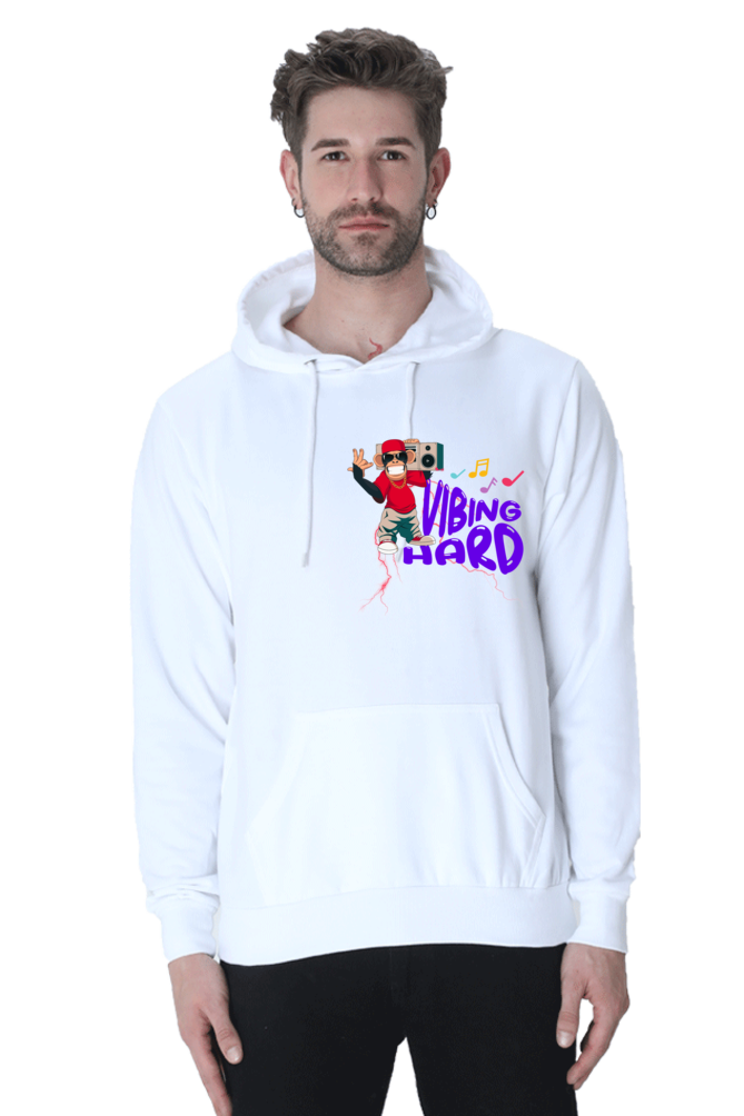 Vibing Hard : Hooded Sweatshirt White