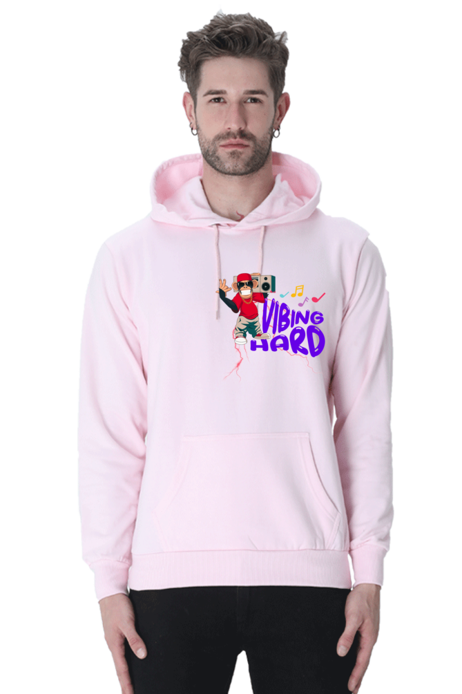 Vibing Hard : Hooded Sweatshirt Light Pink