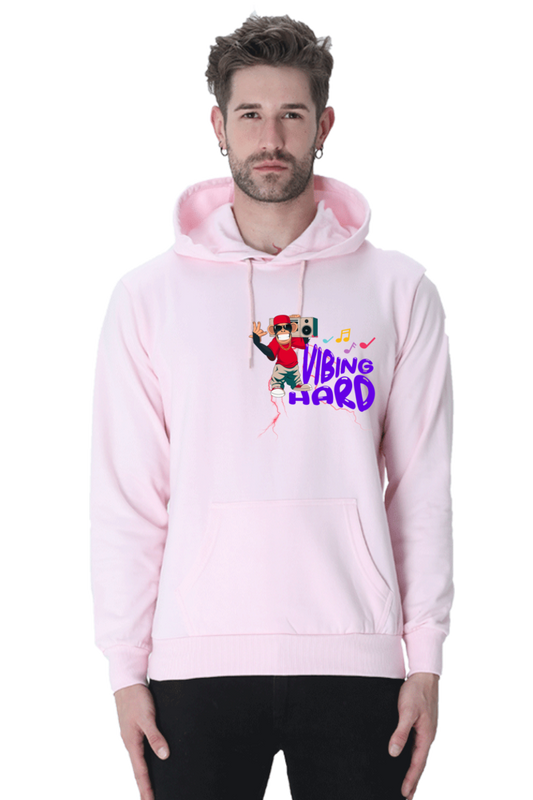 Vibing Hard : Hooded Sweatshirt Light Pink