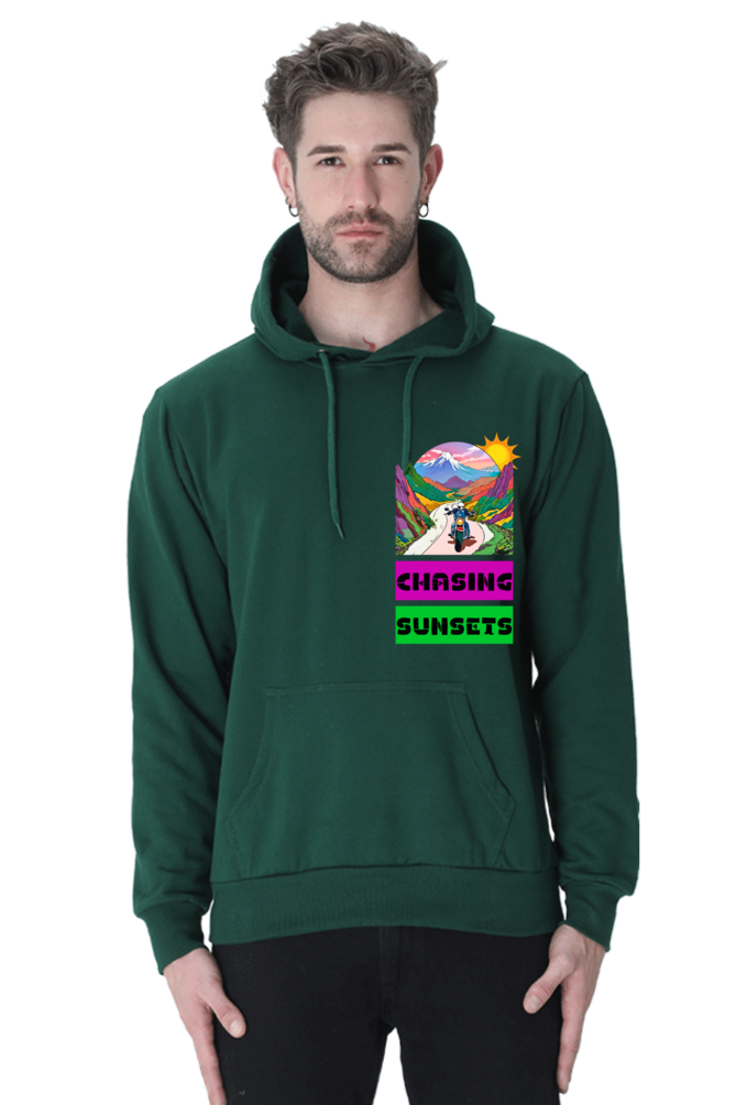 Chasing Sunset : Hooded Sweatshirt Bottle Green